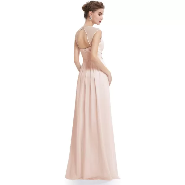 EverPretty Womens Elegant VNeck Sleeveless Formal Long Evening Dress 08697Blush