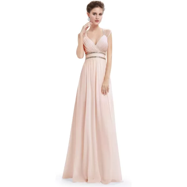 EverPretty Womens Elegant VNeck Sleeveless Formal Long Evening Dress 08697Blush