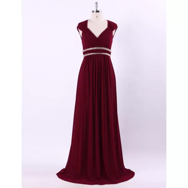 EverPretty Womens Elegant VNeck Sleeveless Formal Long Evening Dress 08697Burgundy