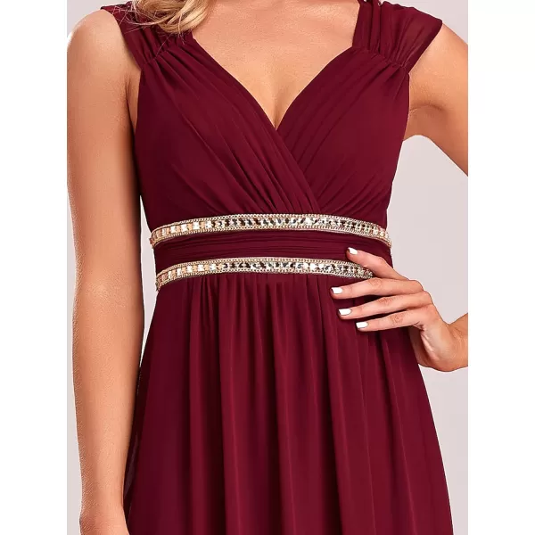 EverPretty Womens Elegant VNeck Sleeveless Formal Long Evening Dress 08697Burgundy