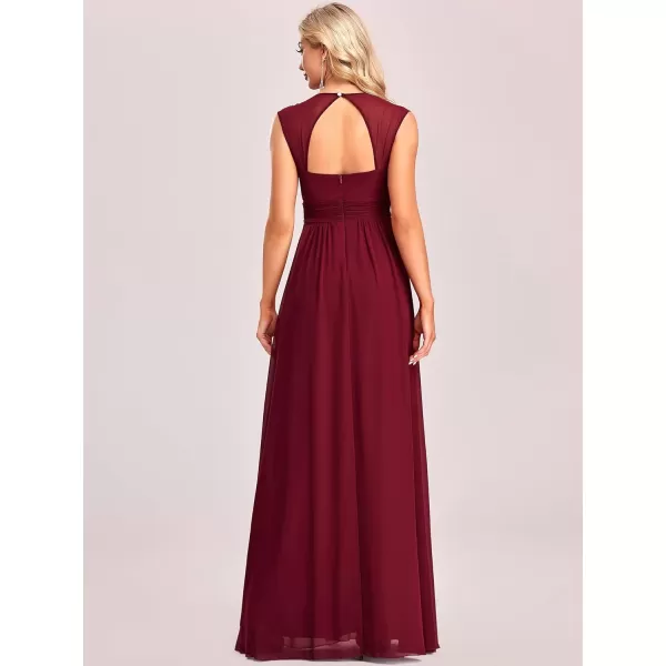 EverPretty Womens Elegant VNeck Sleeveless Formal Long Evening Dress 08697Burgundy