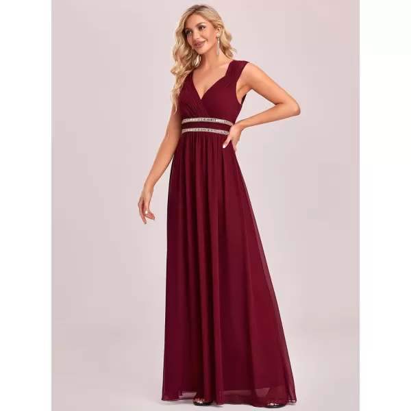 EverPretty Womens Elegant VNeck Sleeveless Formal Long Evening Dress 08697Burgundy