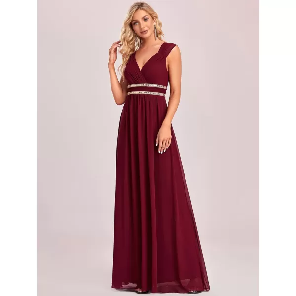 EverPretty Womens Elegant VNeck Sleeveless Formal Long Evening Dress 08697Burgundy
