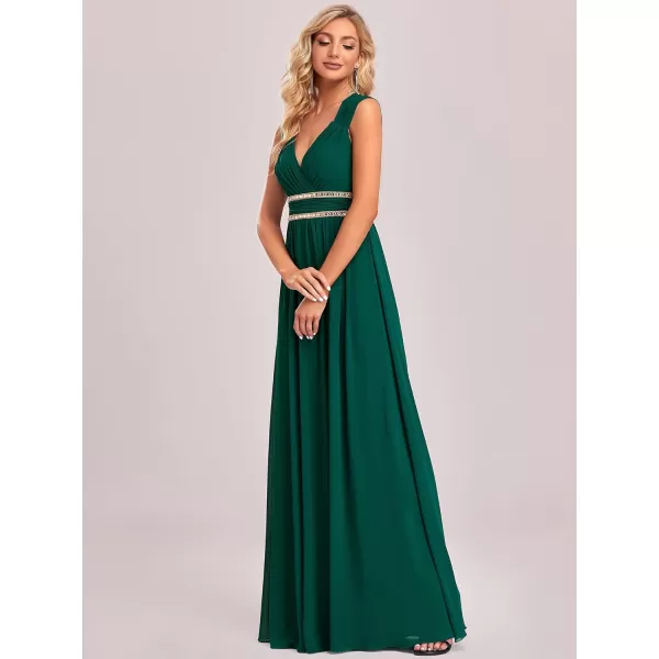 EverPretty Womens Elegant VNeck Sleeveless Formal Long Evening Dress 08697Dark Green