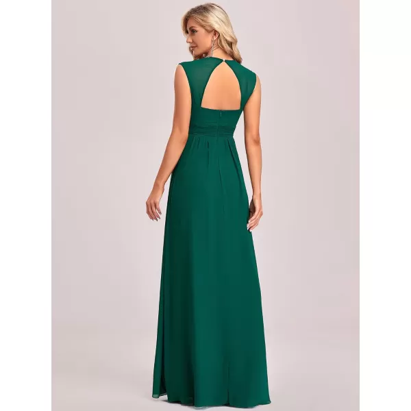 EverPretty Womens Elegant VNeck Sleeveless Formal Long Evening Dress 08697Dark Green