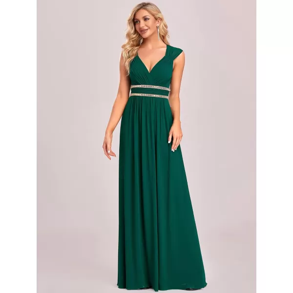 EverPretty Womens Elegant VNeck Sleeveless Formal Long Evening Dress 08697Dark Green