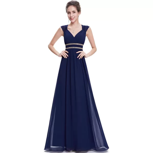 EverPretty Womens Elegant VNeck Sleeveless Formal Long Evening Dress 08697Navy Blue