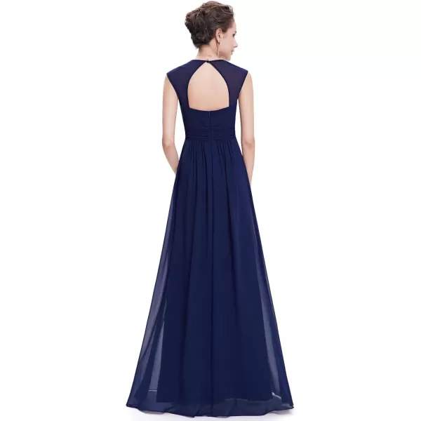 EverPretty Womens Elegant VNeck Sleeveless Formal Long Evening Dress 08697Navy Blue