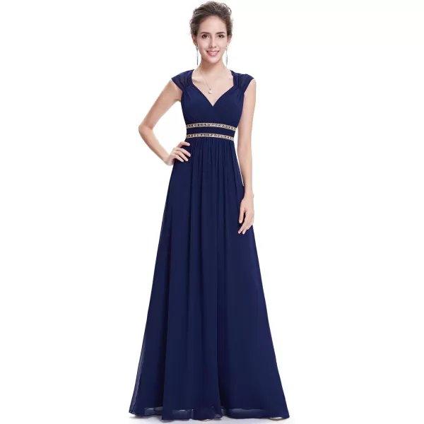 EverPretty Womens Elegant VNeck Sleeveless Formal Long Evening Dress 08697Navy Blue