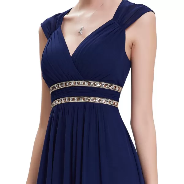 EverPretty Womens Elegant VNeck Sleeveless Formal Long Evening Dress 08697Navy Blue