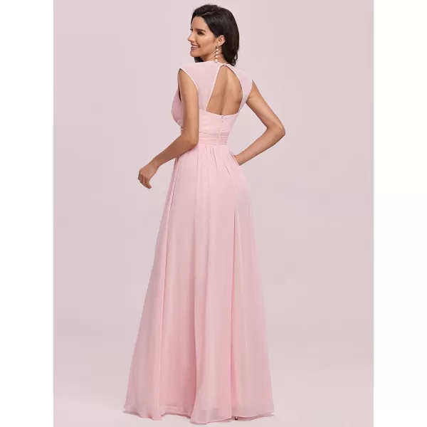 EverPretty Womens Elegant VNeck Sleeveless Formal Long Evening Dress 08697Pink