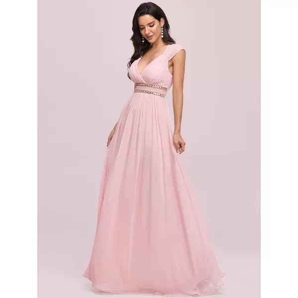 EverPretty Womens Elegant VNeck Sleeveless Formal Long Evening Dress 08697Pink