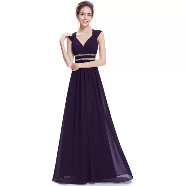 EverPretty Womens Elegant VNeck Sleeveless Formal Long Evening Dress 08697Purple