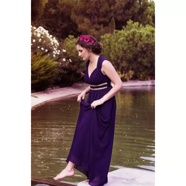 EverPretty Womens Elegant VNeck Sleeveless Formal Long Evening Dress 08697Purple