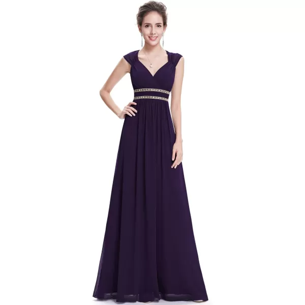 EverPretty Womens Elegant VNeck Sleeveless Formal Long Evening Dress 08697Purple