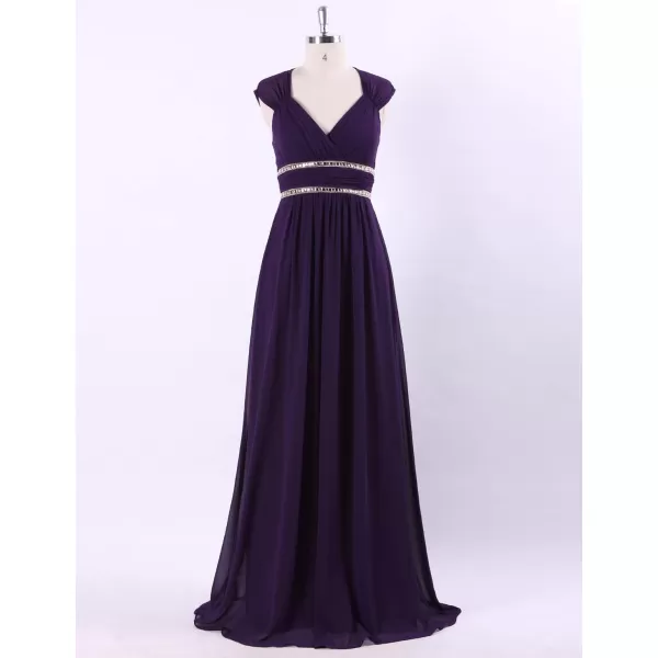 EverPretty Womens Elegant VNeck Sleeveless Formal Long Evening Dress 08697Purple