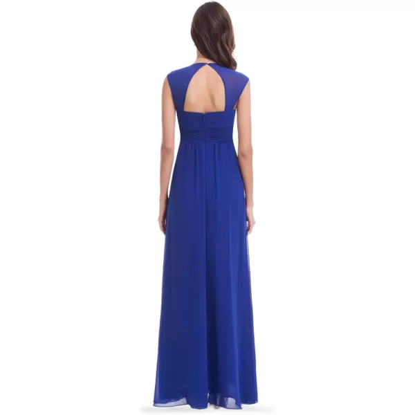 EverPretty Womens Elegant VNeck Sleeveless Formal Long Evening Dress 08697Saphire Blue