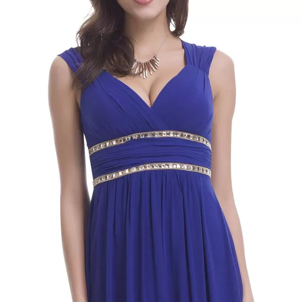 EverPretty Womens Elegant VNeck Sleeveless Formal Long Evening Dress 08697Saphire Blue