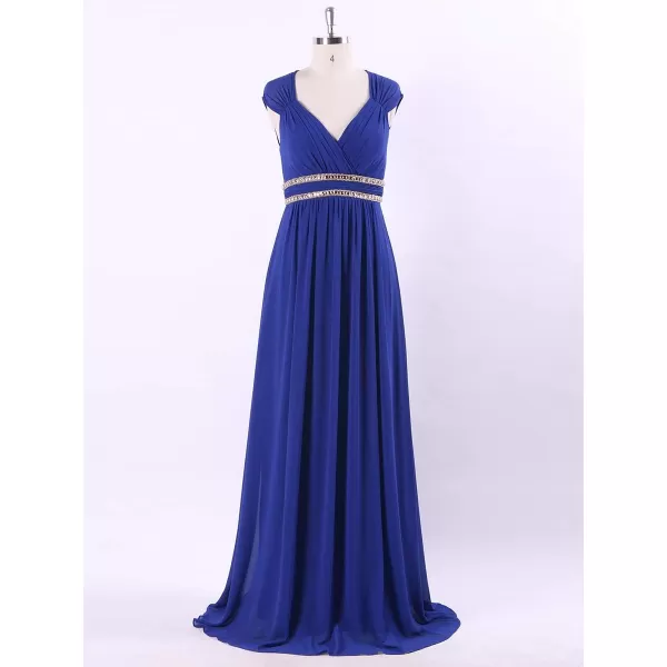 EverPretty Womens Elegant VNeck Sleeveless Formal Long Evening Dress 08697Saphire Blue