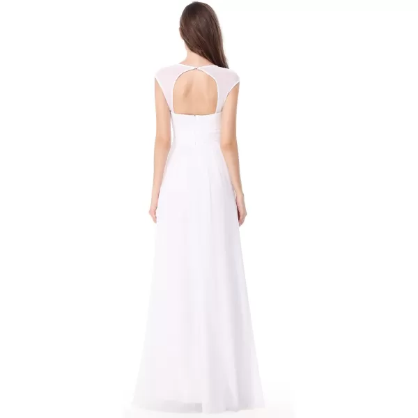 EverPretty Womens Elegant VNeck Sleeveless Formal Long Evening Dress 08697White