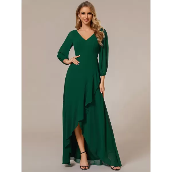 EverPretty Womens Fall A Line V Neck Long Sleeve Wedding Guest Dress 02045Dark Green