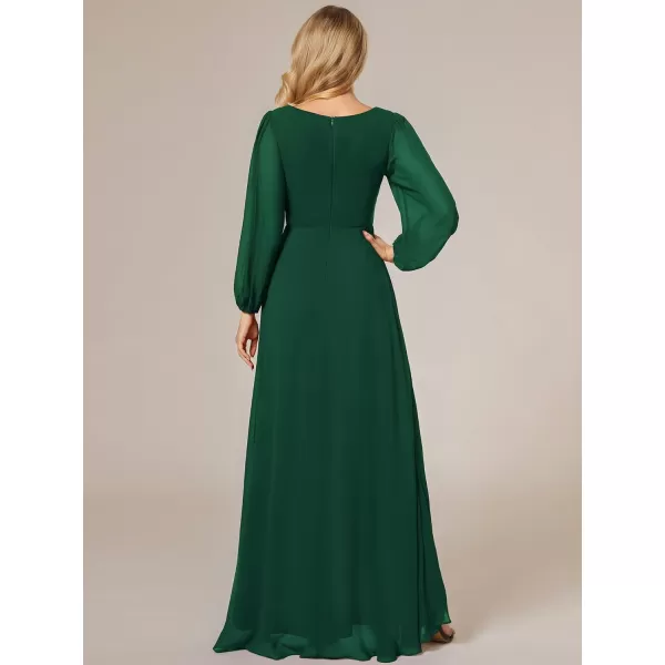 EverPretty Womens Fall Lantern Sleeve A Line High Low Bridesmaid Dresses 02043Dark Green