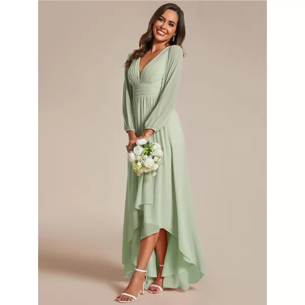 EverPretty Womens Fall Lantern Sleeve A Line High Low Bridesmaid Dresses 02043Mint Green