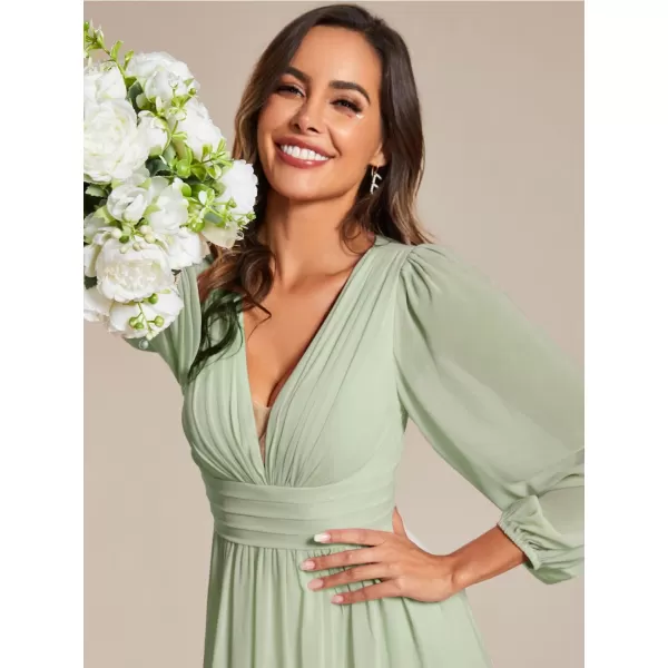 EverPretty Womens Fall Lantern Sleeve A Line High Low Bridesmaid Dresses 02043Mint Green