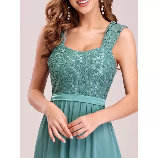 EverPretty Womens Floral Lace Sleeveless ALine Bridesmaid Dress Evening Dresses 07704USABlue