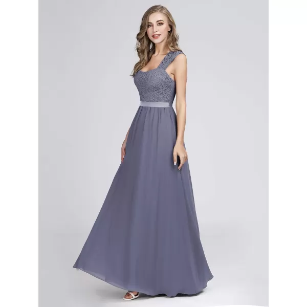 EverPretty Womens Floral Lace Sleeveless ALine Bridesmaid Dress Evening Dresses 07704USADenim Blue