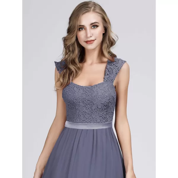 EverPretty Womens Floral Lace Sleeveless ALine Bridesmaid Dress Evening Dresses 07704USADenim Blue