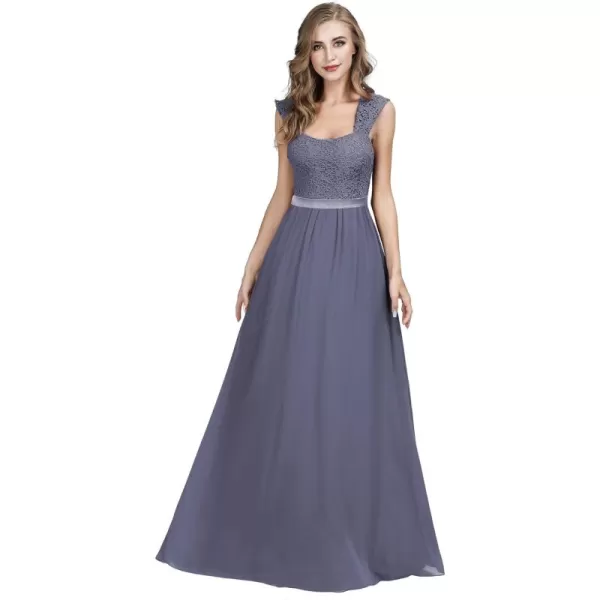 EverPretty Womens Floral Lace Sleeveless ALine Bridesmaid Dress Evening Dresses 07704USADenim Blue