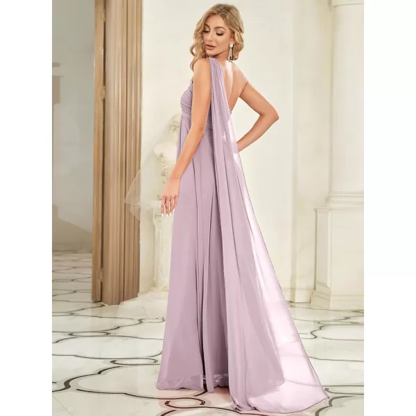 EverPretty Womens Flowy OneShoulder Ruched Bust Long Bridesmaid Dress Evening Gown 09816USALiac