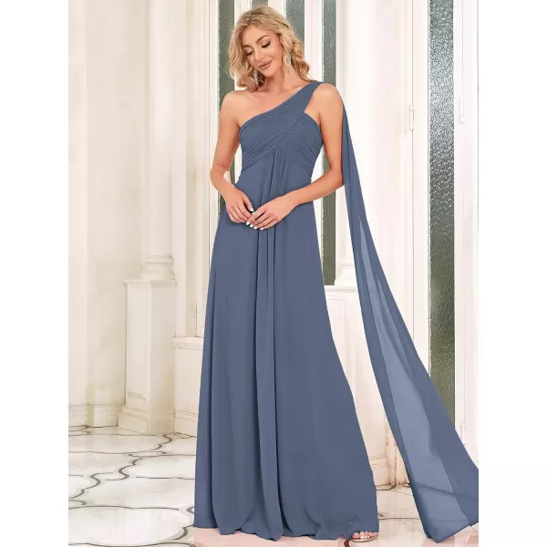 EverPretty Womens Flowy OneShoulder Ruched Bust Long Bridesmaid Dress Evening Gown 09816USAStormy