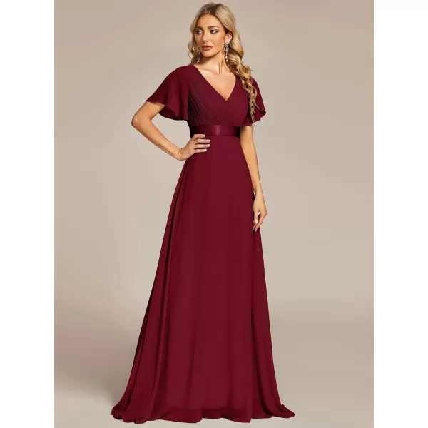 EverPretty Womens Formal Dress Short Sleeve VNeck Evening Dress Floor Length Mother of The Bride Dress 09890Burgundy