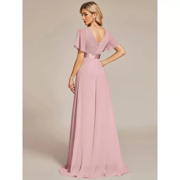 EverPretty Womens Formal Dress Short Sleeve VNeck Evening Dress Floor Length Mother of The Bride Dress 09890Dusty Rose