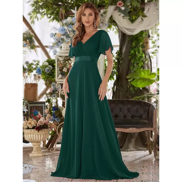 EverPretty Womens Formal Dress Short Sleeve VNeck Evening Dress Floor Length Mother of The Bride Dress 09890Green1