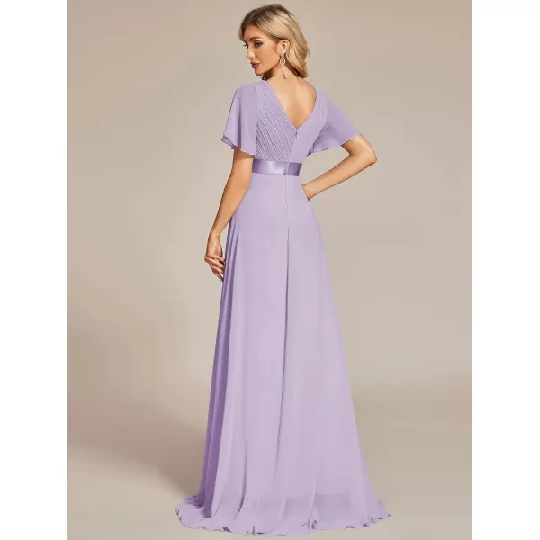 EverPretty Womens Formal Dress Short Sleeve VNeck Evening Dress Floor Length Mother of The Bride Dress 09890Lavender