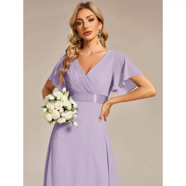 EverPretty Womens Formal Dress Short Sleeve VNeck Evening Dress Floor Length Mother of The Bride Dress 09890Lavender