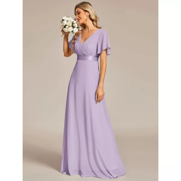 EverPretty Womens Formal Dress Short Sleeve VNeck Evening Dress Floor Length Mother of The Bride Dress 09890Lavender