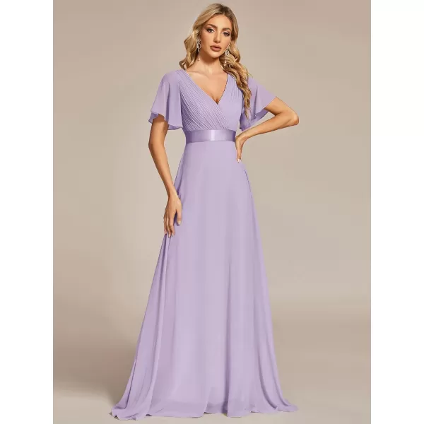 EverPretty Womens Formal Dress Short Sleeve VNeck Evening Dress Floor Length Mother of The Bride Dress 09890Lavender