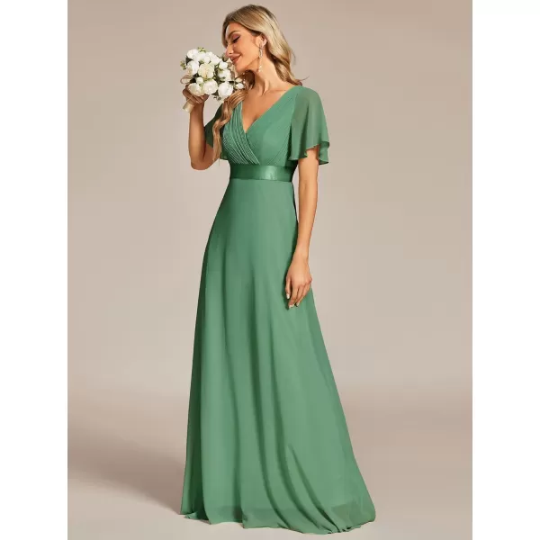 EverPretty Womens Formal Dress Short Sleeve VNeck Evening Dress Floor Length Mother of The Bride Dress 09890Light Green