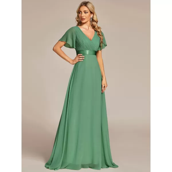 EverPretty Womens Formal Dress Short Sleeve VNeck Evening Dress Floor Length Mother of The Bride Dress 09890Light Green