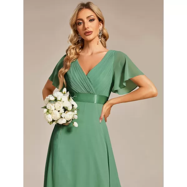 EverPretty Womens Formal Dress Short Sleeve VNeck Evening Dress Floor Length Mother of The Bride Dress 09890Light Green