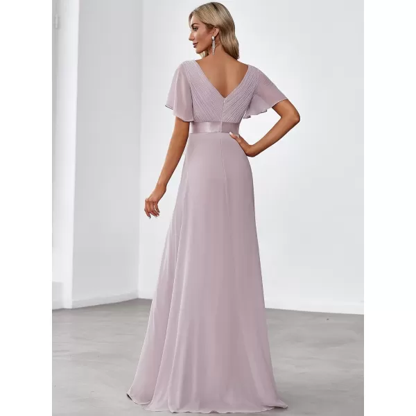 EverPretty Womens Formal Dress Short Sleeve VNeck Evening Dress Floor Length Mother of The Bride Dress 09890Lilac