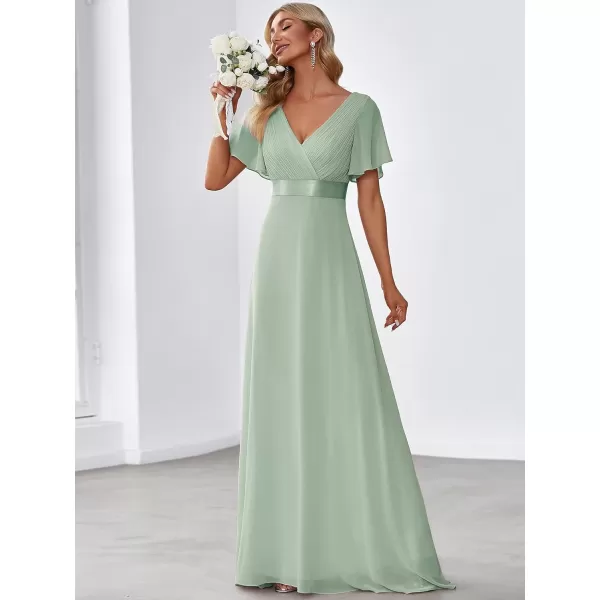 EverPretty Womens Formal Dress Short Sleeve VNeck Evening Dress Floor Length Mother of The Bride Dress 09890Mint Green