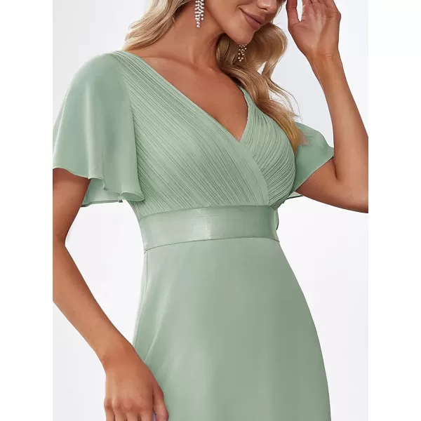 EverPretty Womens Formal Dress Short Sleeve VNeck Evening Dress Floor Length Mother of The Bride Dress 09890Mint Green