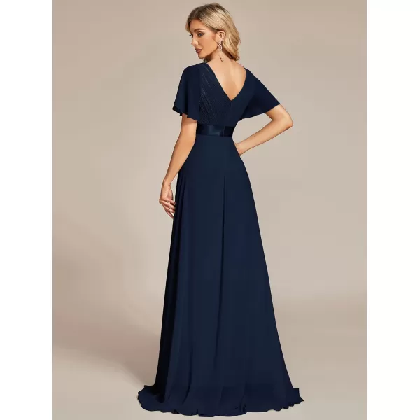 EverPretty Womens Formal Dress Short Sleeve VNeck Evening Dress Floor Length Mother of The Bride Dress 09890Navy