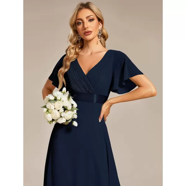 EverPretty Womens Formal Dress Short Sleeve VNeck Evening Dress Floor Length Mother of The Bride Dress 09890Navy