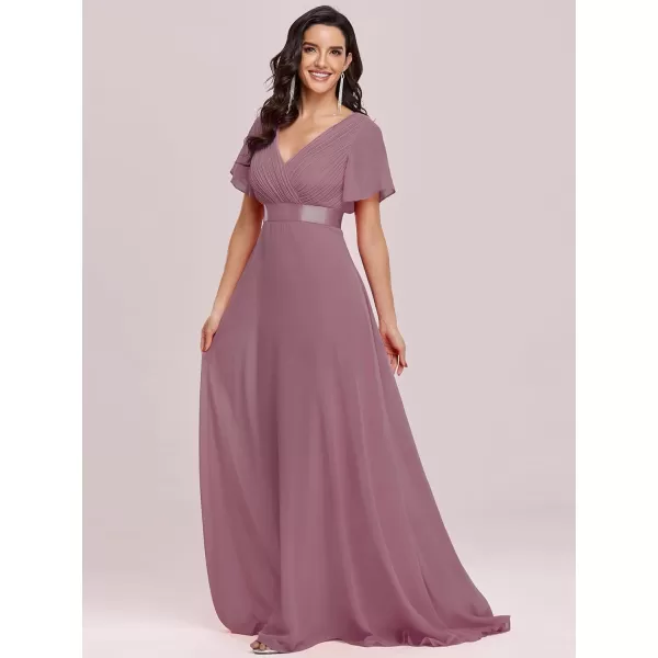 EverPretty Womens Formal Dress Short Sleeve VNeck Evening Dress Floor Length Mother of The Bride Dress 09890Purple Orchid